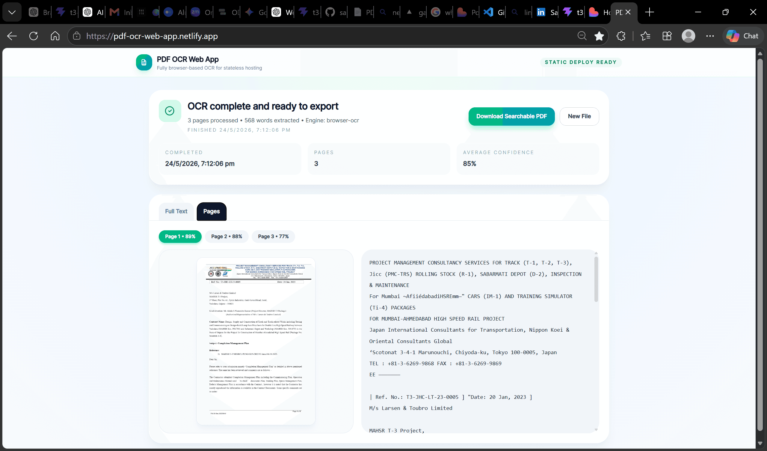 OCR output